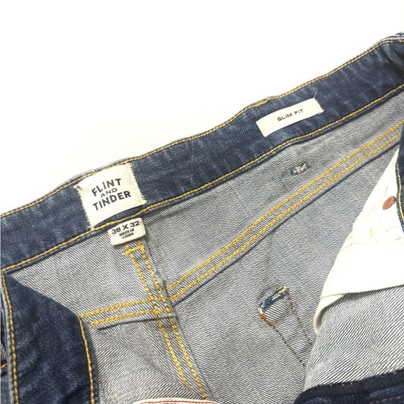 Flint And Tinder Slim Fit Blue Jeans Size 38x32 - Picture 6 of 7